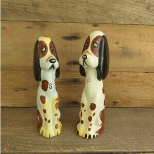 Vtg Anthropomorphic Kitschy Tall Hound Dog Salt & Pepper Shakers by Commodore